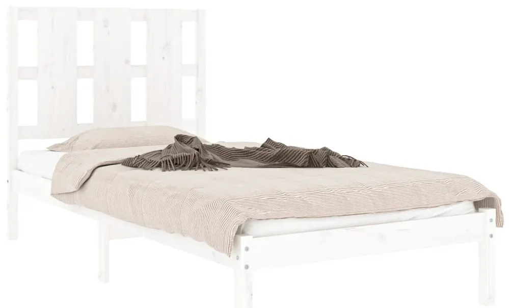 Cama sem colchão 90x200 cm madeira de pinho maciça branco