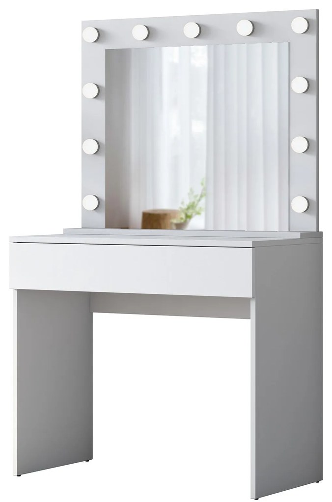 Toucador "Dolce Vita" com Espelho e Luzes - 90 x 76,8 x 45 cm - Branco