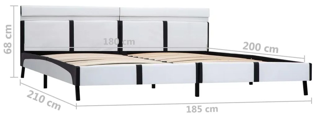 Estrutura de cama c/ LED couro artificial 180x200 cm branco