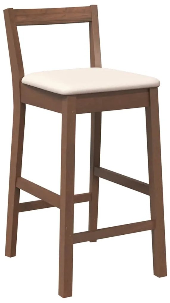 Bancos de bar com almofadões 2pcs madeira de seringueira maciça