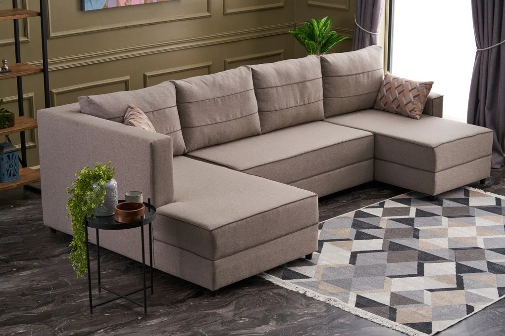 Sofá-cama de canto Ece – Creme – 315 cm x 88 cm x 160 cm