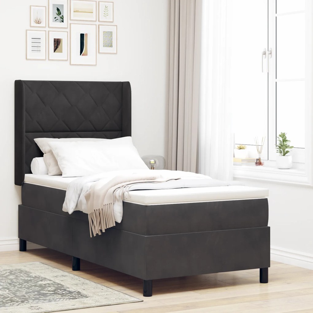 Cama Box Spring com Colchão vidaXL Preta 90x190 cm Veludo