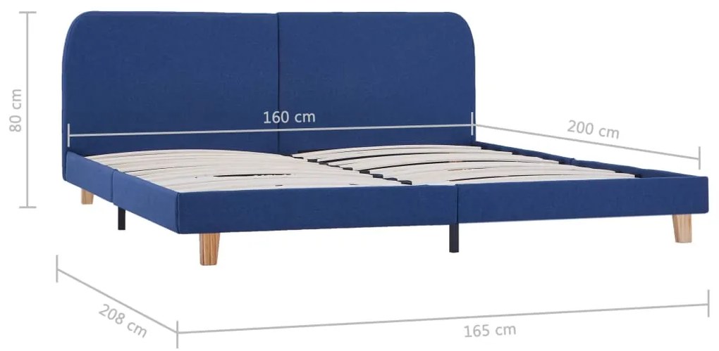 Estrutura de cama sem colchão 150x200 cm tecido azul