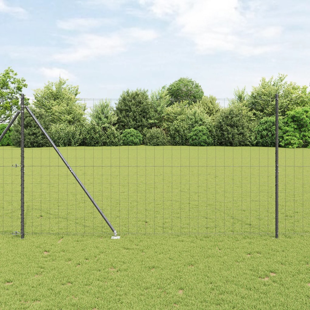 Cerca Euro com 7 Espigões 1.6x10 m Aço Galvanizado Cinza