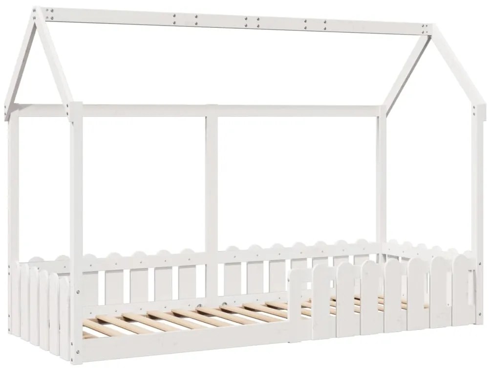 Cama infantil formato casa 80x200 cm pinho maciço branco