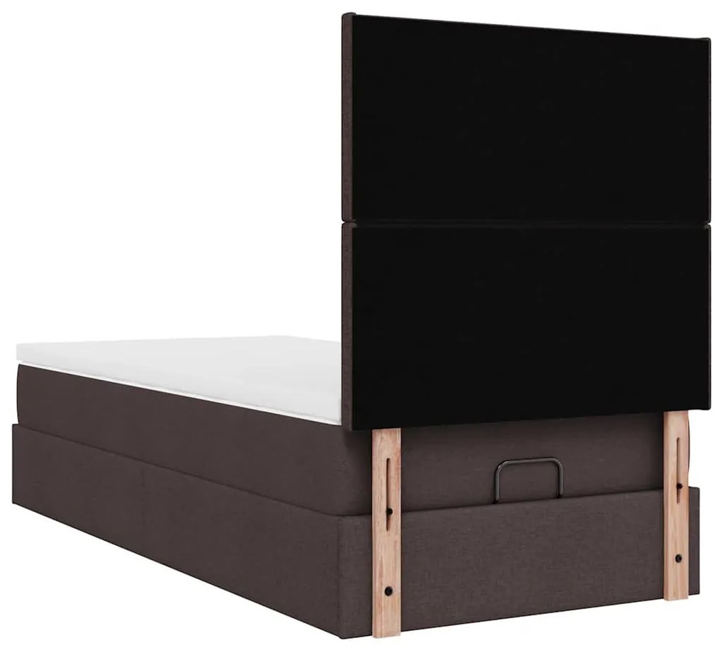Cama otomana com colchão 90x200 cm tecido castanho escuro