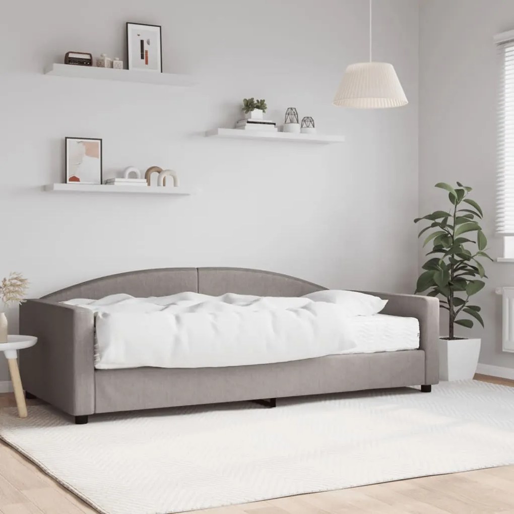 Sofá-cama com colchão 100x200 cm tecido cinzento-acastanhado