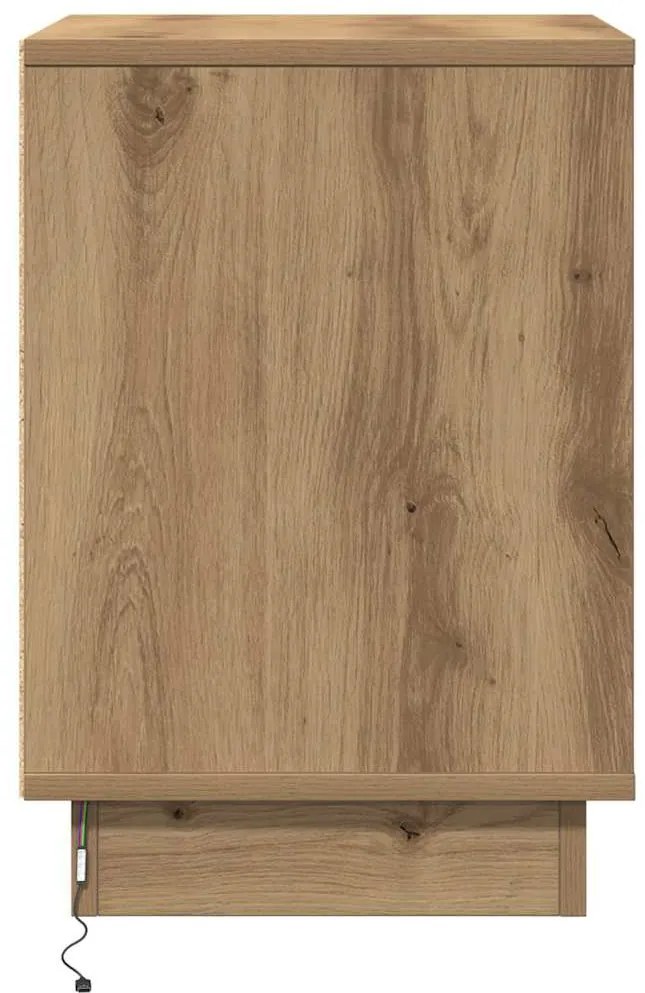 Criados-mudos com Luzes LED 2 pcs Carvalho Artesanal 39x34.5x50 cm