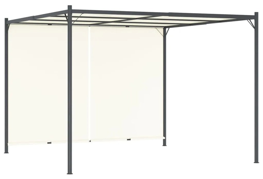 vidaXL Pérgola com toldo ajustável 3 x 3 m aço branco nata