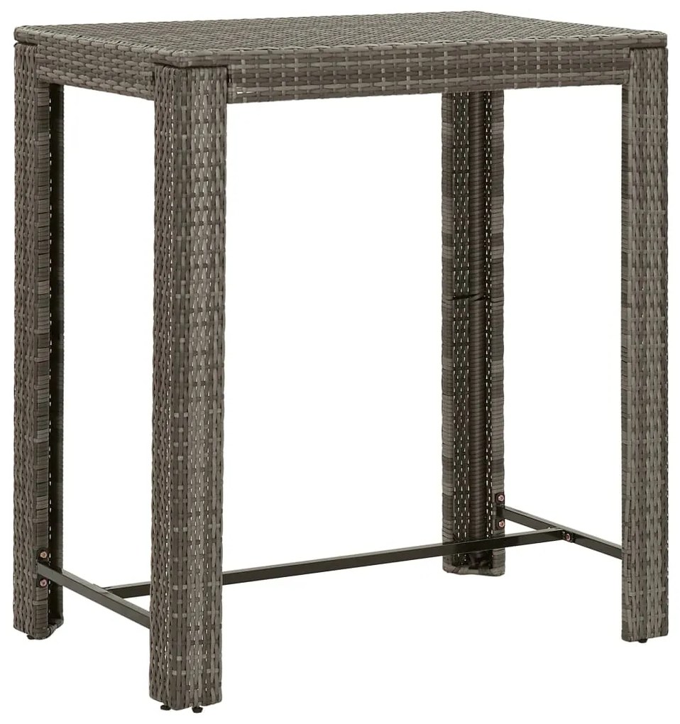 7 pcs conjunto de bar p/ jardim c/ almofadões vime PE cinzento