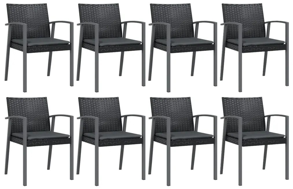 9 pcs conjunto de jantar p/ jardim com almofadões vime PE e aço