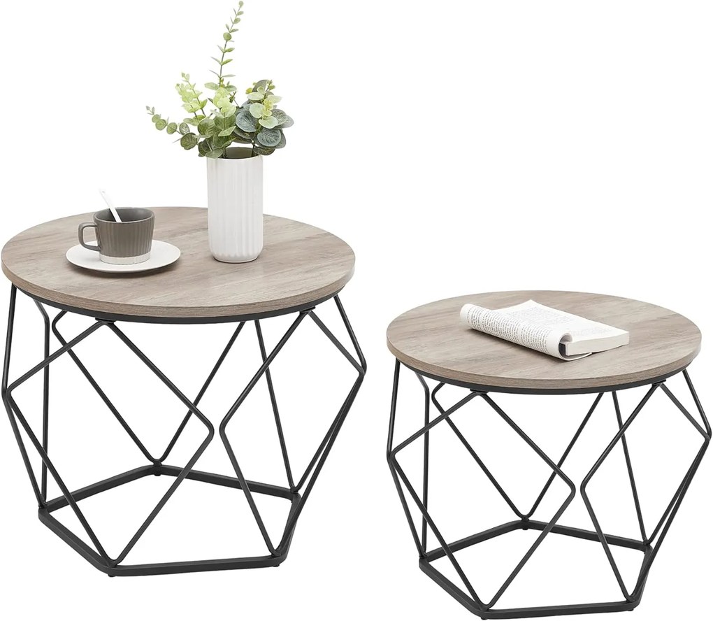 Mesa de centro redonda com tampo removível para sala | VASAGLE | 50 x 50 x 40,6 cm | LET040B02V1.