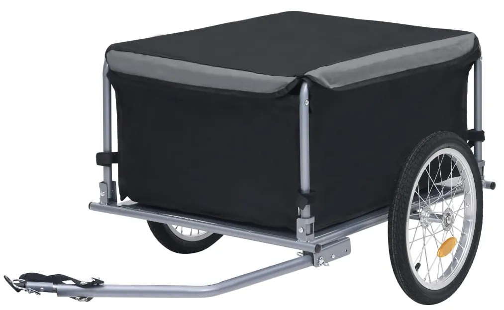 vidaXL Reboque de carga para bicicleta 65 kg preto e cinzento