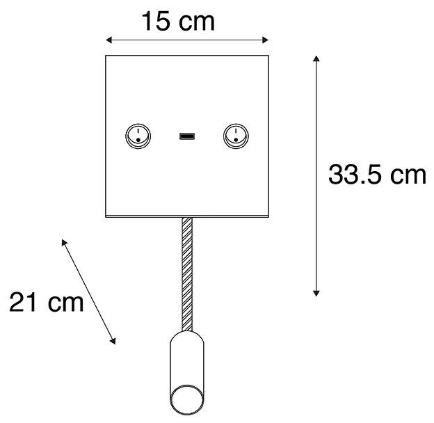 LED Candeeiro de parede moderno USB preto com braço flexível - Duppio Moderno