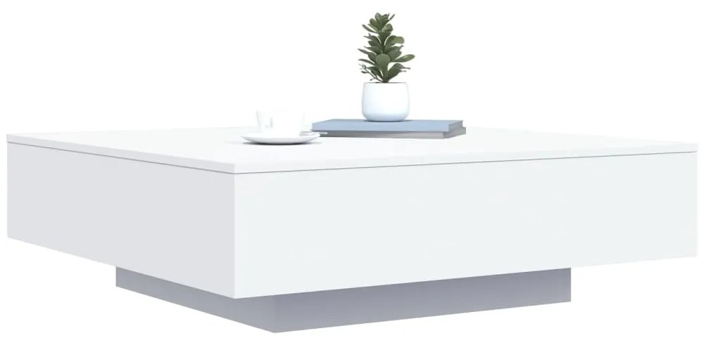 Mesa de centro com luzes LED 100x100x31 cm branco