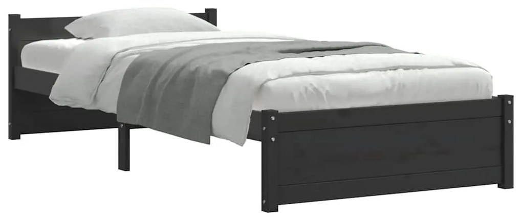 Estrutura de cama 90x200 cm madeira maciça preto