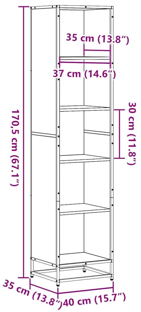 Estante 40x35x170,5 cm derivados de madeira cinzento sonoma
