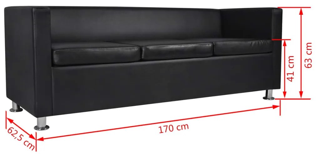 Conjunto de sofás de 2 e 3 lugares couro artificial preto