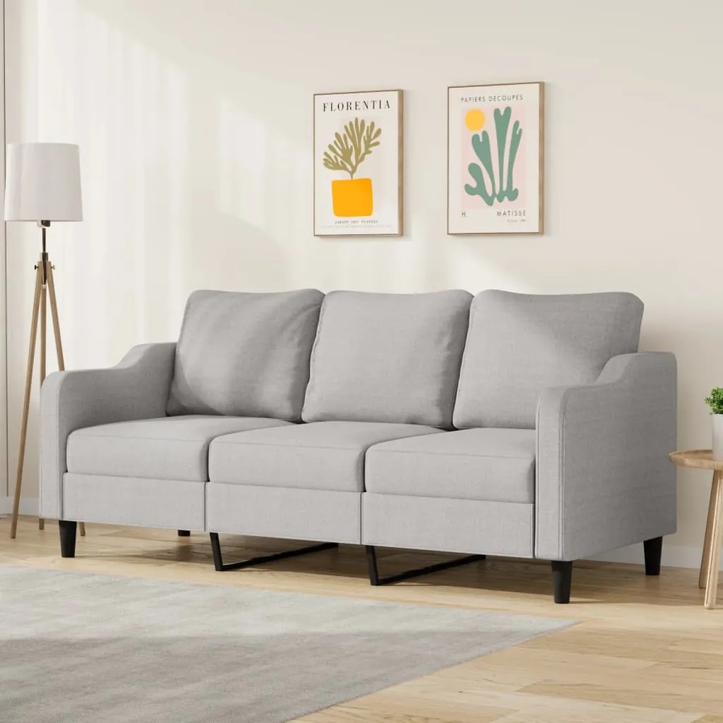 vidaXL Sofá de 3 lugares 180 cm tecido cinza-claro