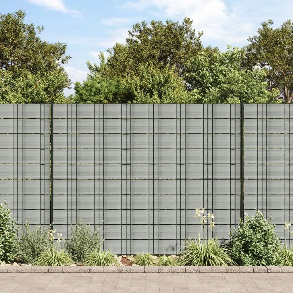Telas privacidade p/ jardim 10 pcs 252,5x19 cm PVC cinza pedra