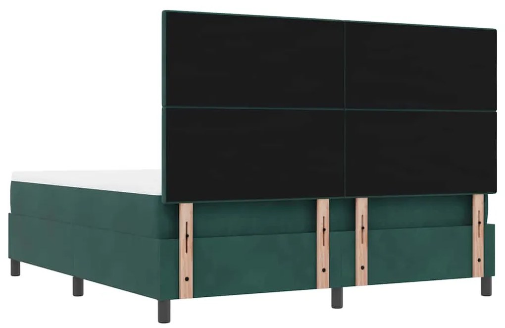 Cama Box Spring com Colchão e Banco Verde Escuro 180x200 cm Veludo