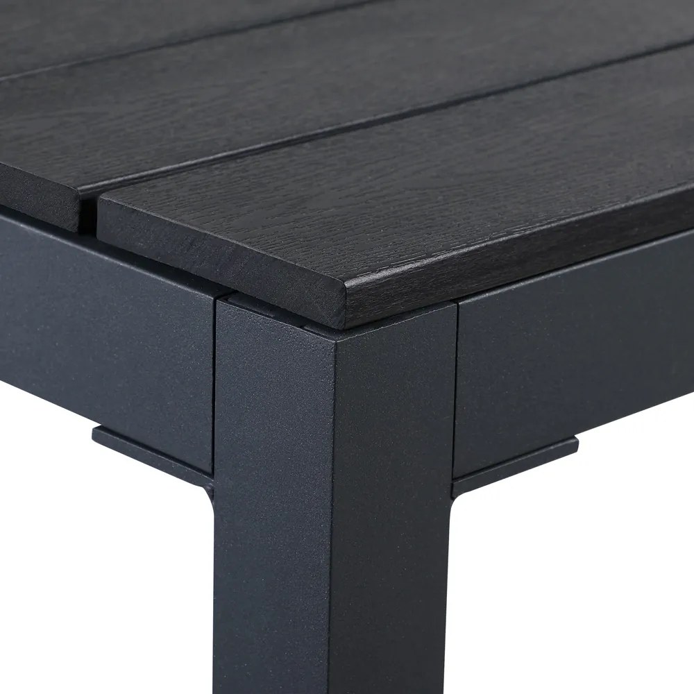 Conjunto de jardim Bern, 5 peças, com 4 cadeiras e mesa quadrada alumínio WPC Cinza antracite e preto