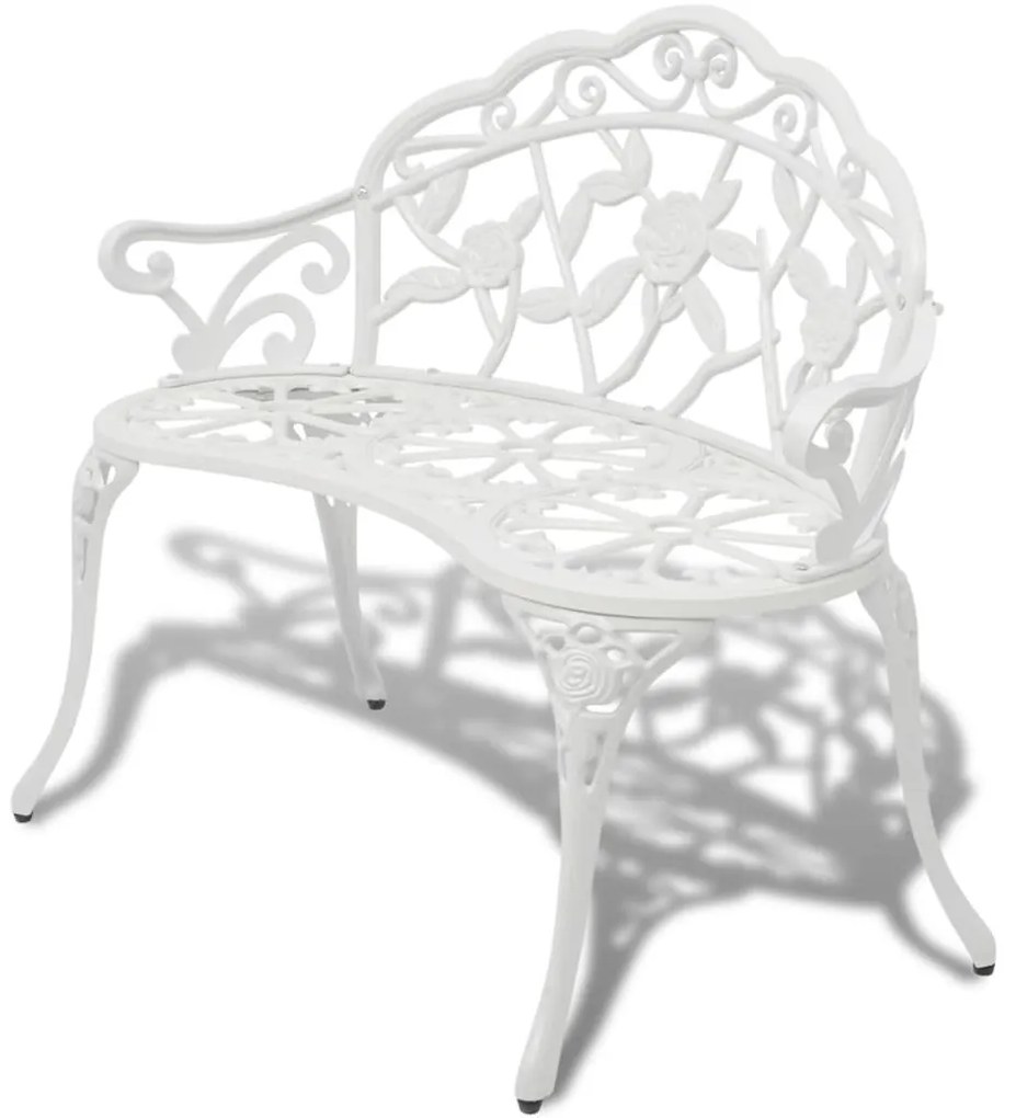 42167 vidaXL Banco de jardim 100 cm alumínio fundido branco