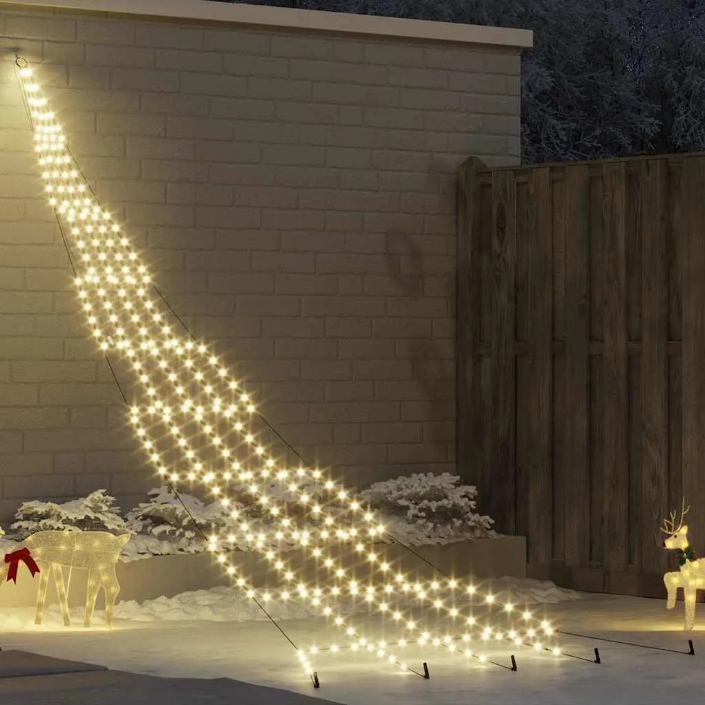 vidaXL Árvore de Natal LED com Estacas para o Solo Branco quente