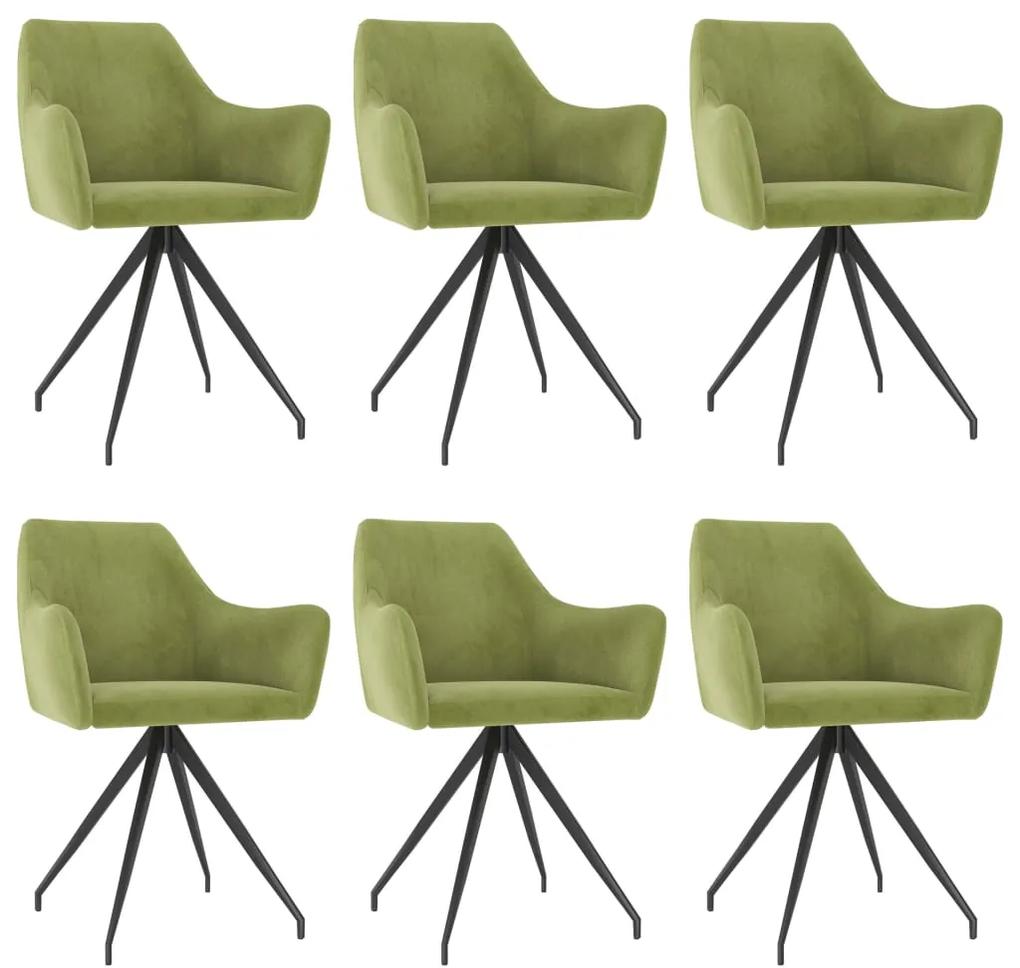 3058055 vidaXL Cadeiras de jantar 6 pcs veludo verde-claro