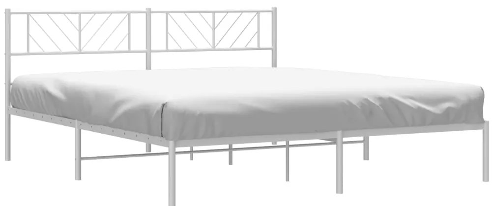 Estrutura de cama com cabeceira 200x200 cm metal branco