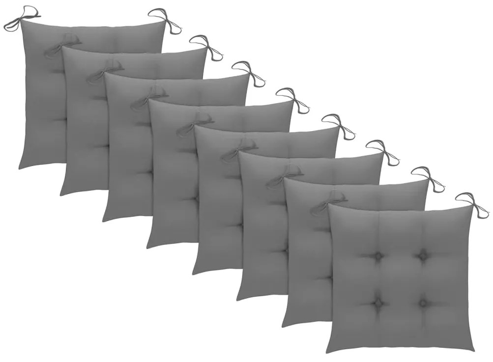Cadeiras de jardim dobráveis 8 pcs c/ almofadões acácia maciça