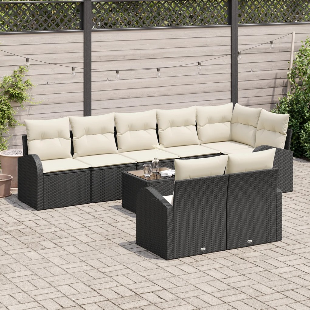 Conjunto de Sofá de Jardim 8 Peças com Almofadas Rattan Poliéster Cast