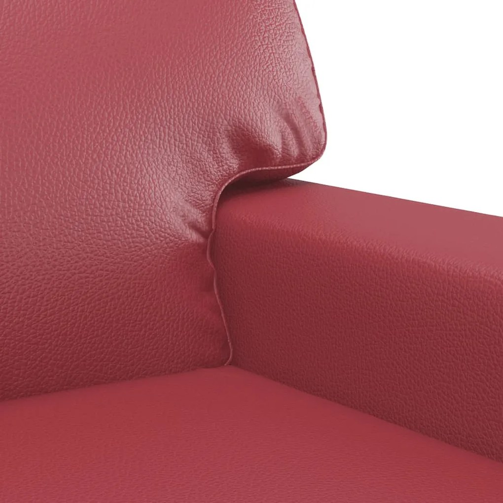 Sofá de 2 lugares 140 cm couro artificial vermelho tinto