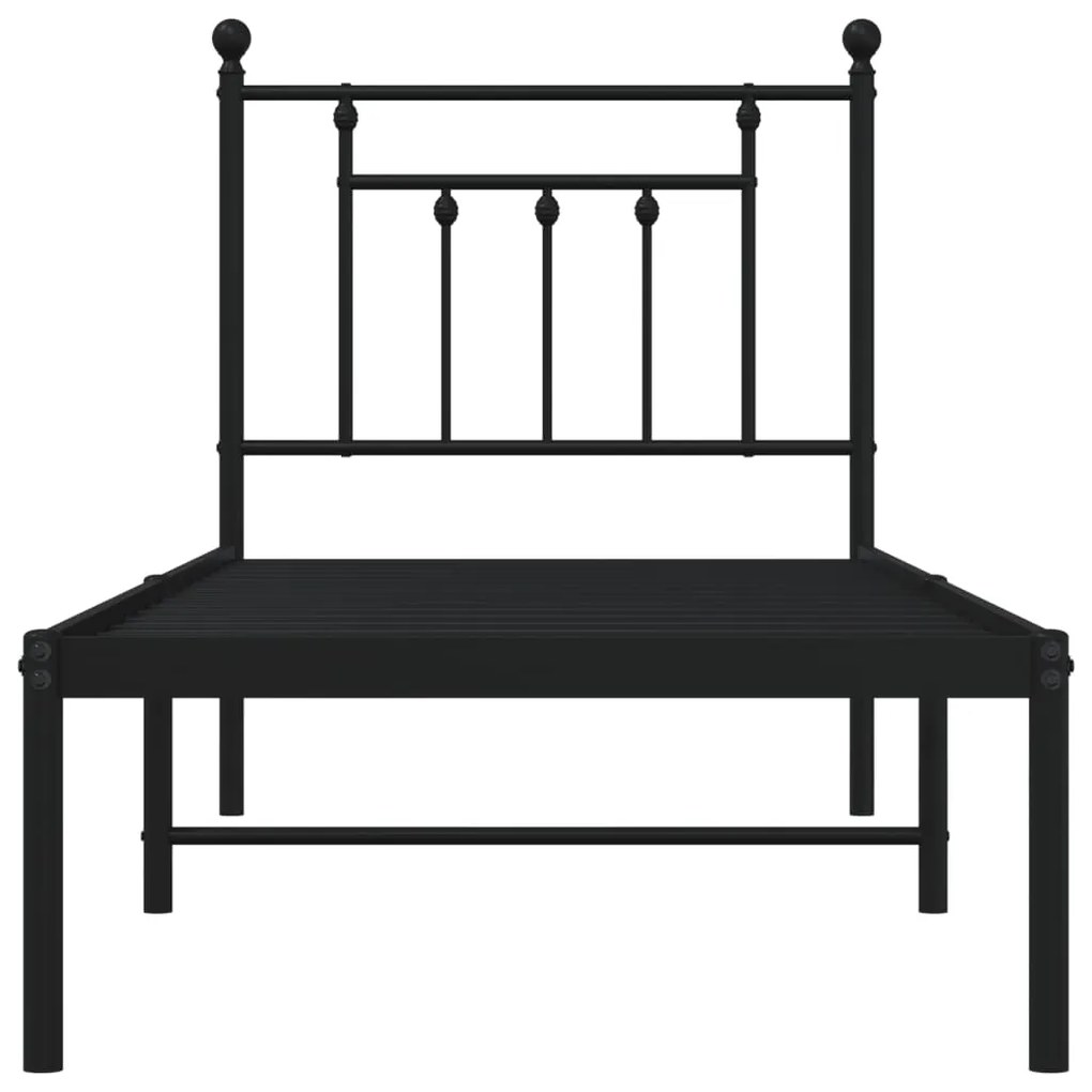 Estrutura de cama metal s/ colchão c/ cabeceira 75x190 cm preto