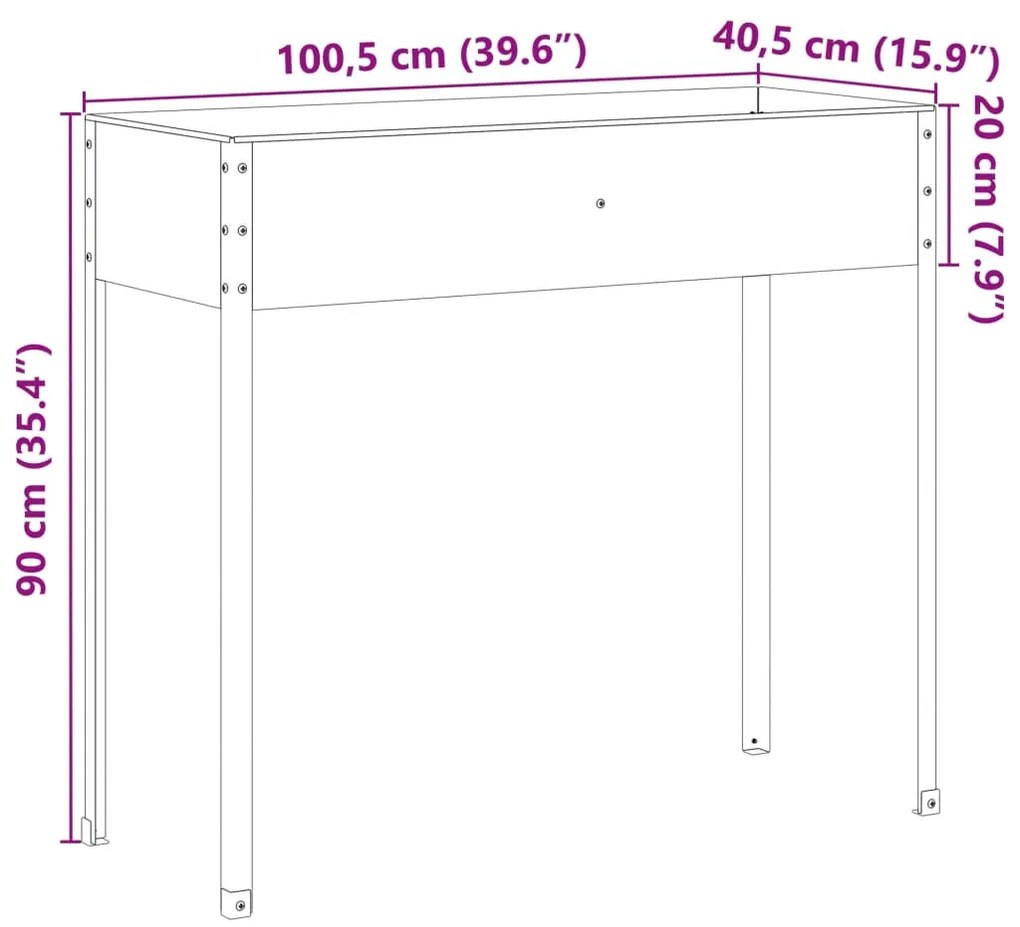 Vaso/floreira 100,5x40,5x90 cm aço resistente às intempéries