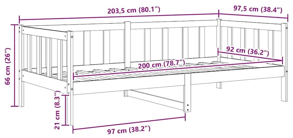 Sofá-cama 90x200 cm madeira de pinho maciça cinzento