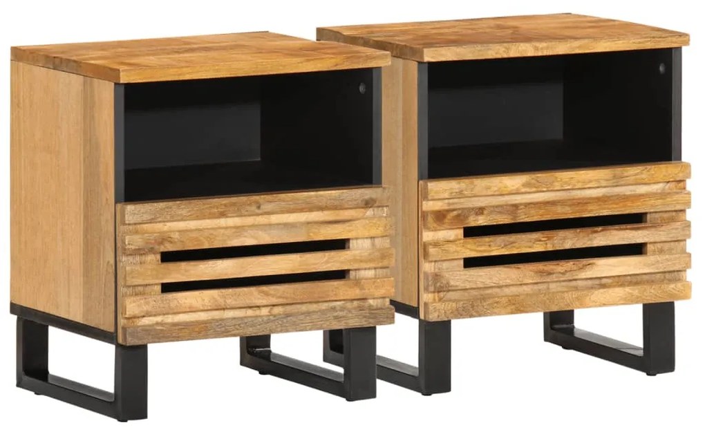 vidaXL Mesas de cabeceira 2 pcs 40x34x46 cm mangueira áspera maciça