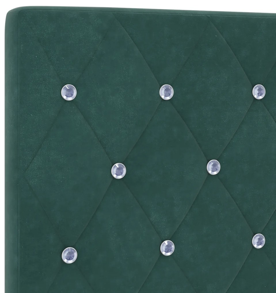 Cabeceira vidaXL Botão de Cristal de Veludo Verde Escura 100 cm, Cabec