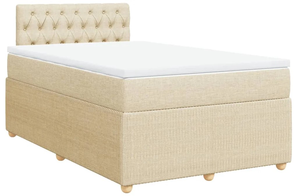 Cama boxspring com colchão 120x190 cm tecido cor creme