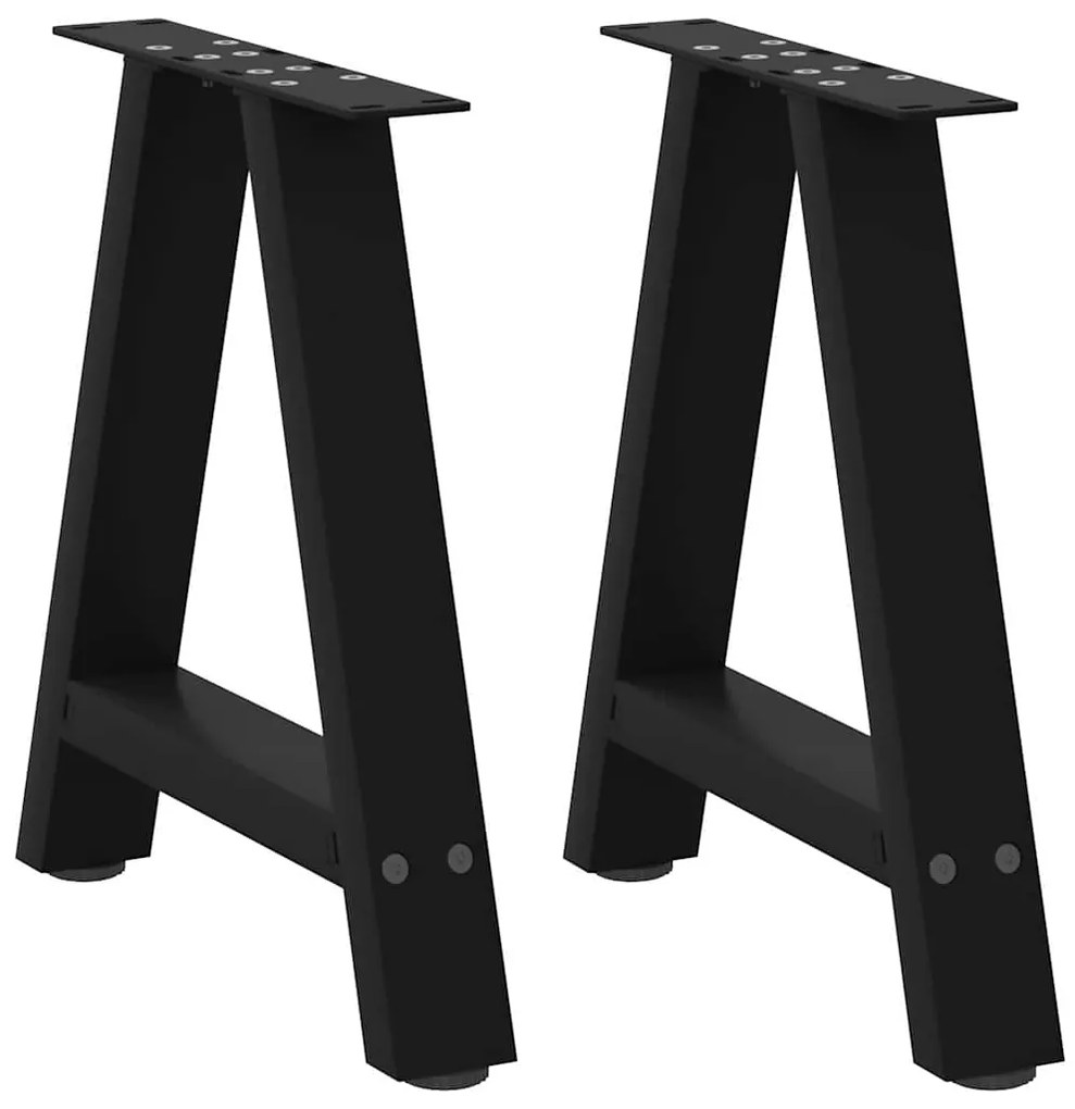 vidaXL Pés para mesa de centro em formato A, 2 peças, preto, 50x (42-43) cm, aço