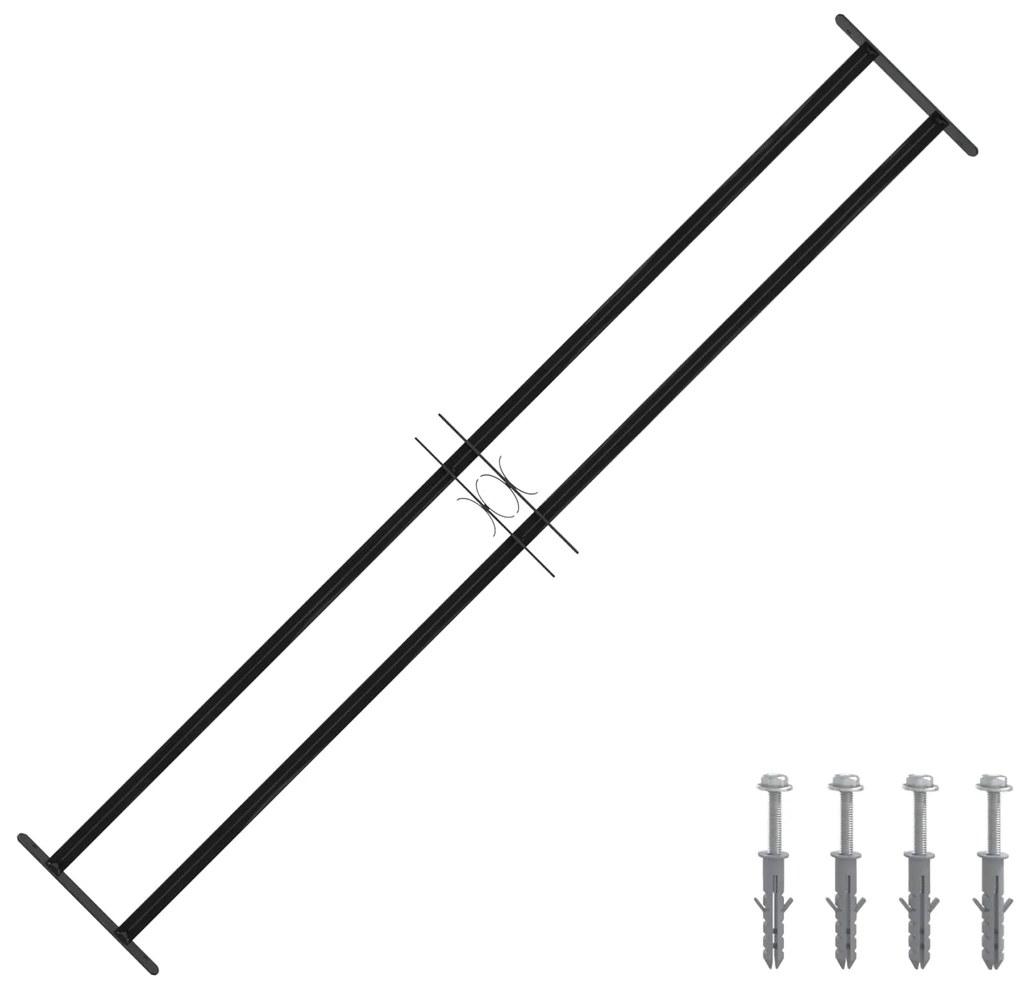 vidaXL Grelha de Janela Preto 176 x 30 cm Aço revestido a pó