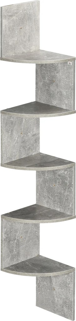 HOMCOM Estante de Canto para Parede Zigzag 20L x 20l x 126H cm 5 Níveis Madeira Cinza | Aosom Portugal