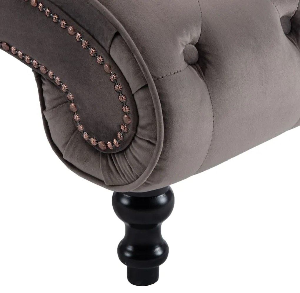Chaise longue em veludo cinzento