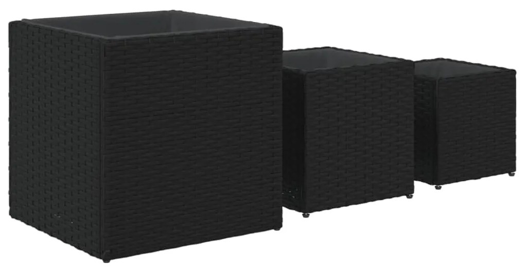Vasos de jardim 3 pcs vime PE preto