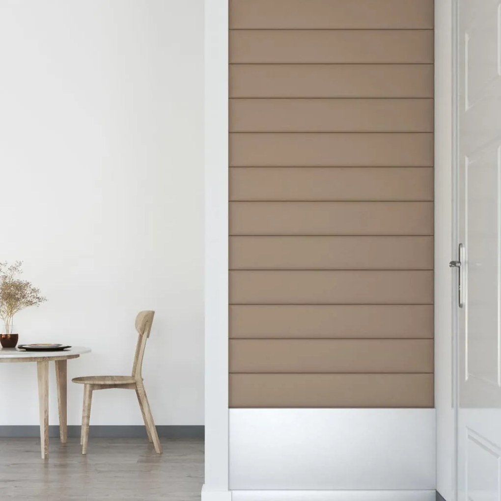 Painel parede 12pcs 90x15 cm couro artificial 1,62m² cappuccino