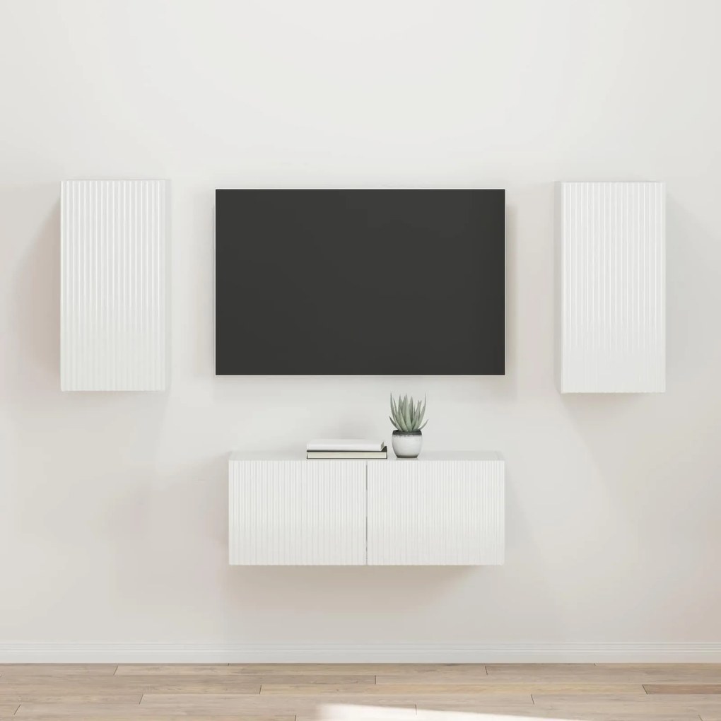 vidaXL Conjunto de móvel de TV 2 pcs Branco Brilhante