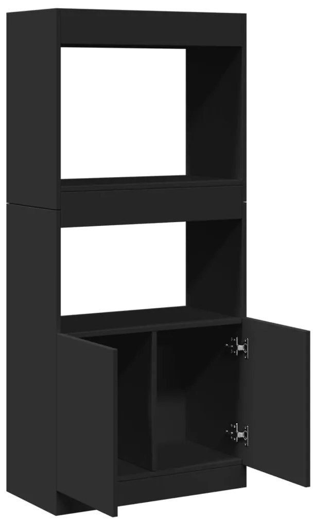 Armário alto 63x33x140 cm derivados de madeira preto