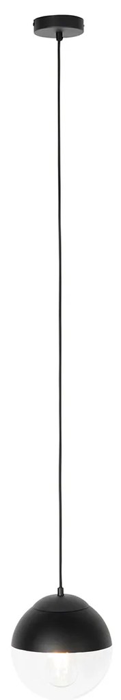 Candeeiro de suspensão retro preto com vidro transparente 20 cm - Eclipse