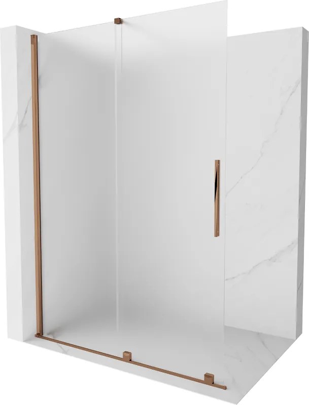Mexen Velar parede de duche de correr Walk-in 140 x 200 cm, fosco 8 mm, ouro rosa - 871-140-000-33-60