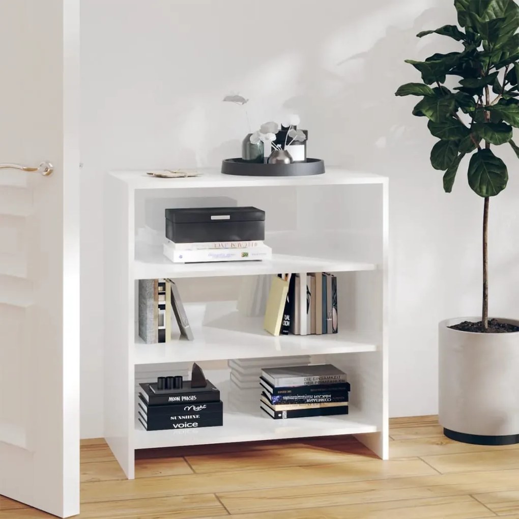 vidaXL Aparador 70x40,5x75 cm derivados de madeira branco brilhante
